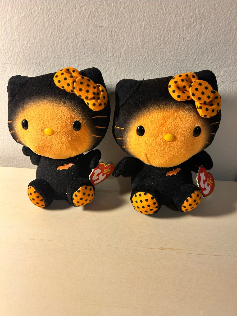 Ty Halloween Hello Kitty- Plush Pair - Black & Orange